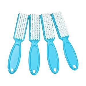4 Pcs Fingernail Cleaner Nail Brush with Plastic Handle Blue